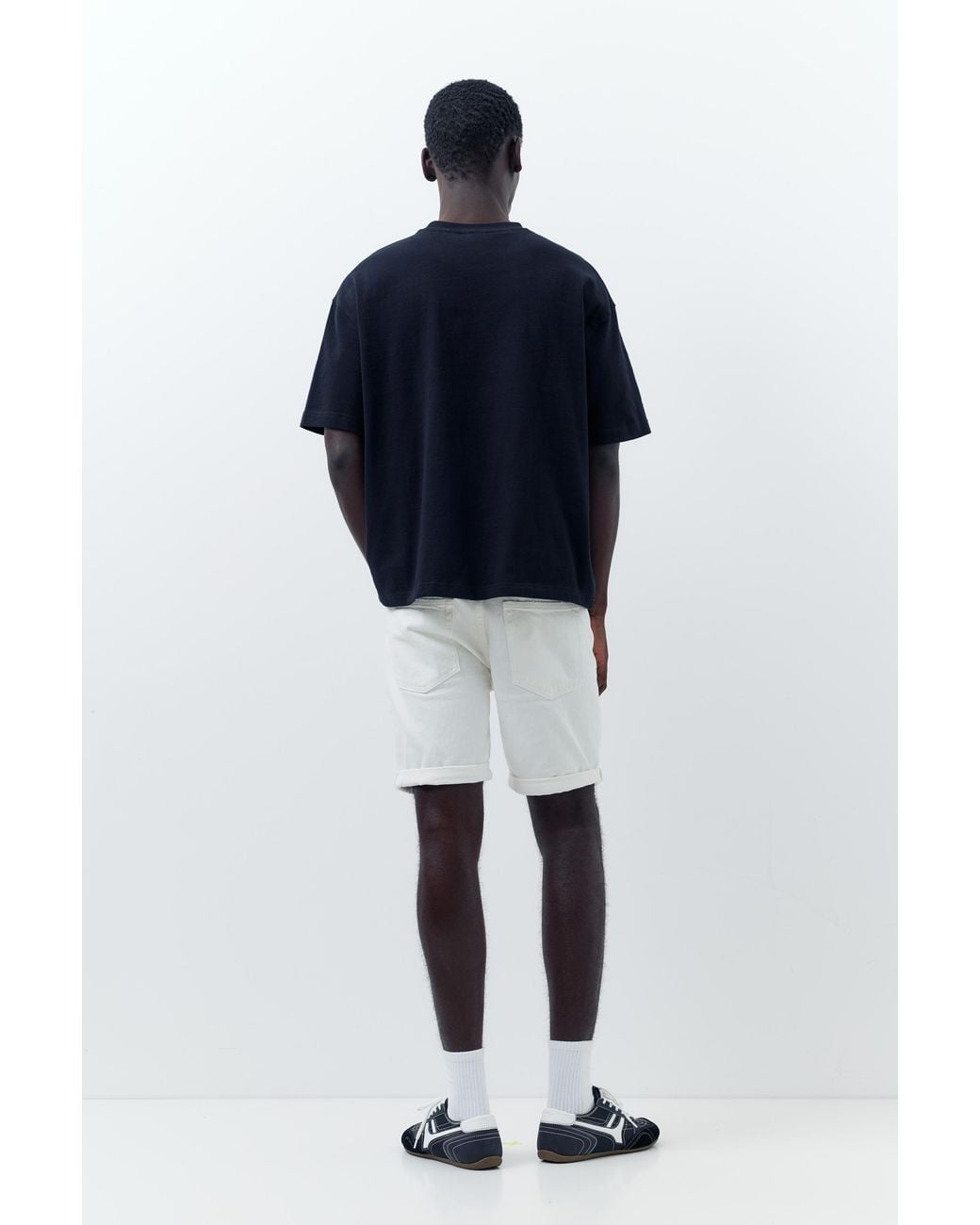 Pull&Bear Blue Ripped Denim Bermuda Shorts for men