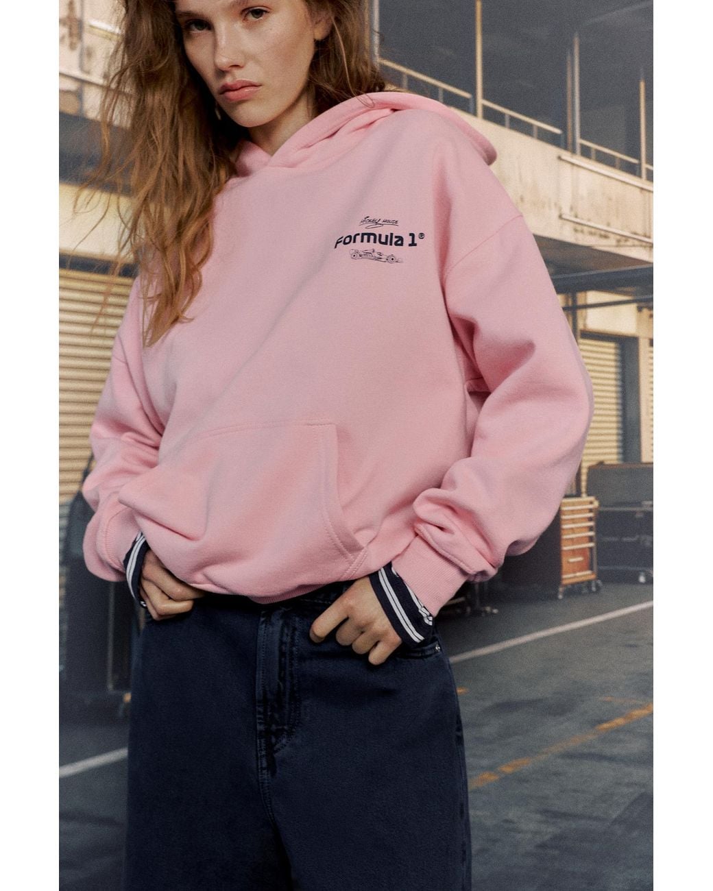 Pull&Bear Pink Disney X F1 Mickey Hood Sweatshirt