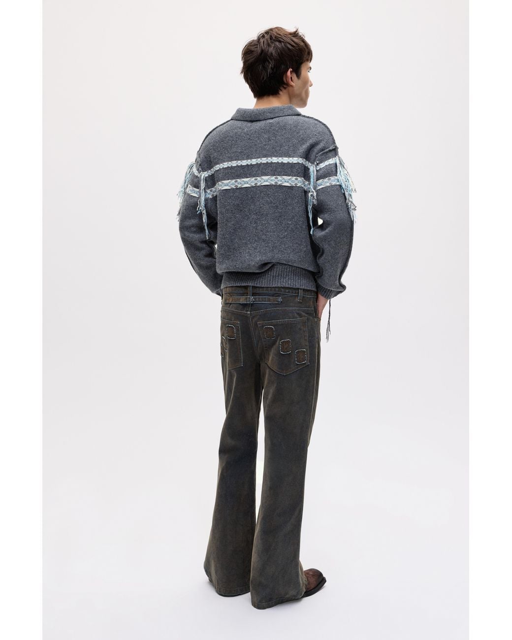 Pull&Bear Gray Oscar Ouyang Wool Polo Shirt for men