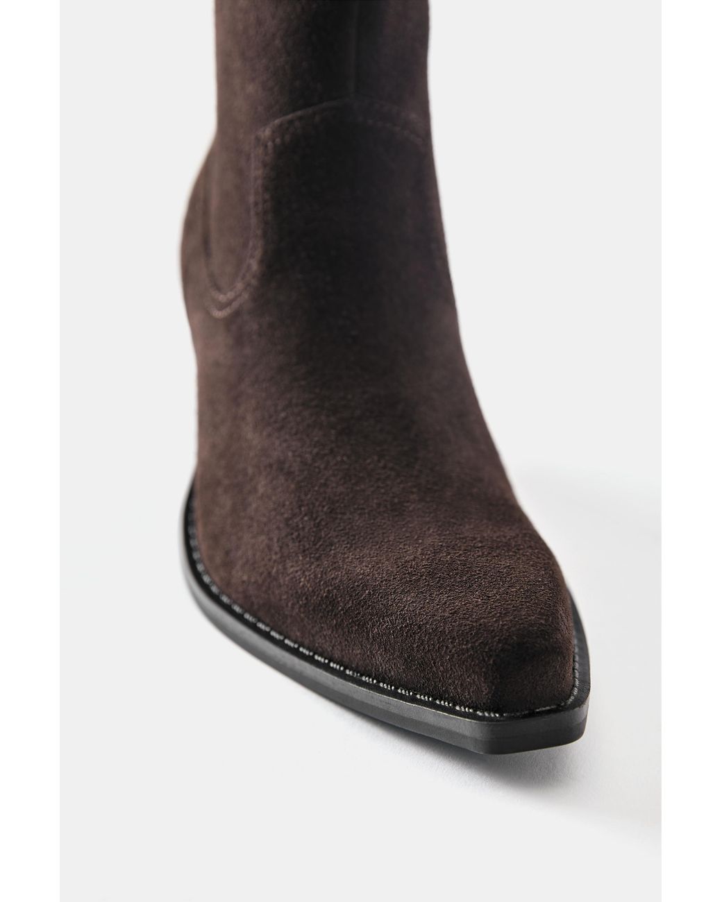 Pull&Bear Brown Leather Cowboy Ankle Boots