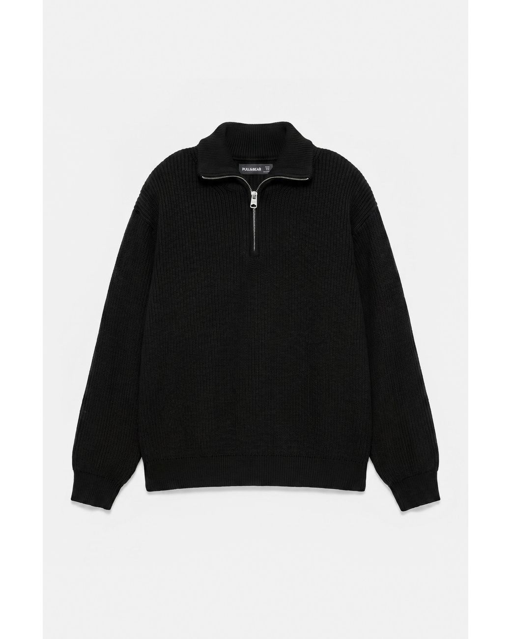 Pull&Bear Black Quarter-Zip Jumper for men