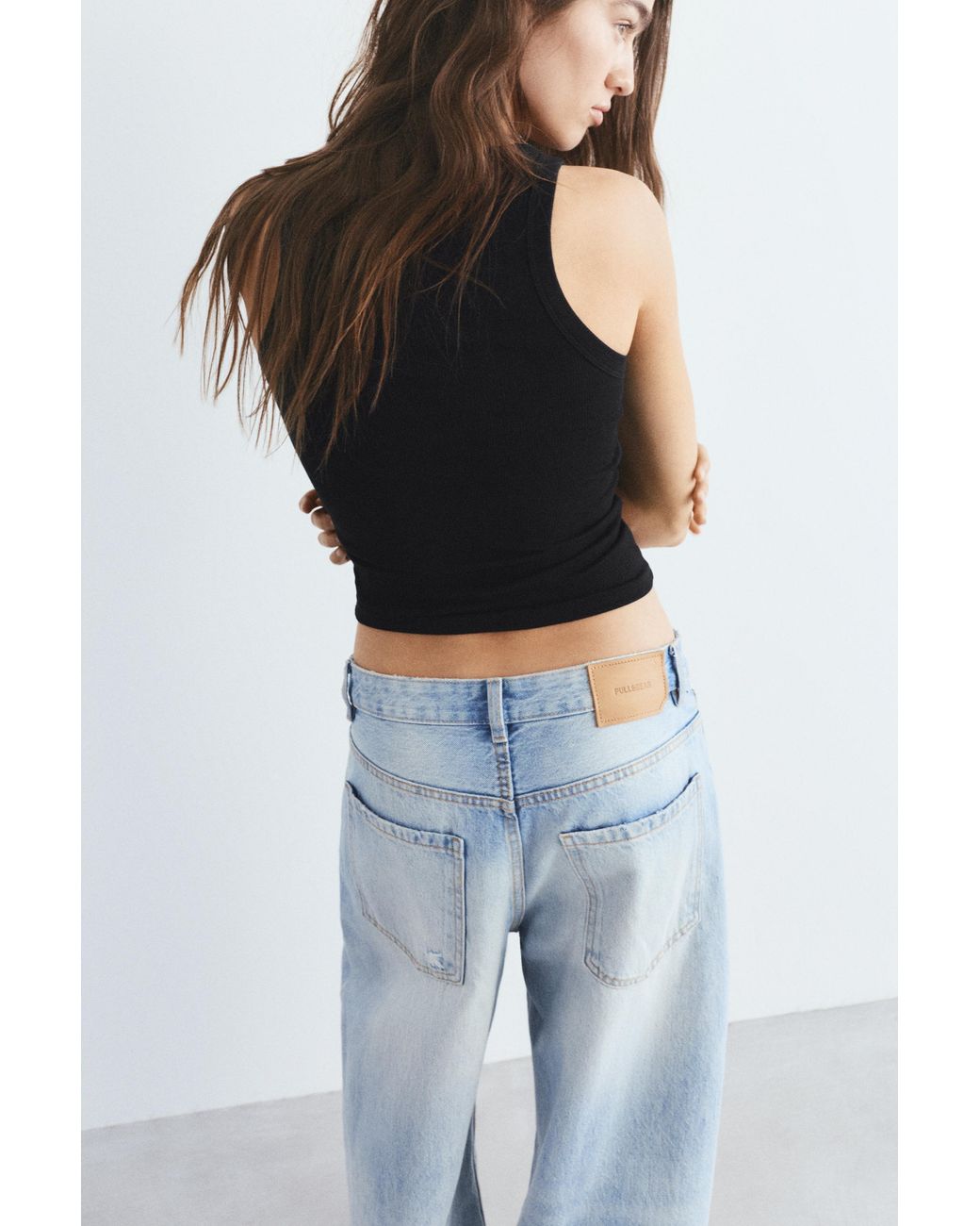 Pull&Bear Basic Tanktop in het Black