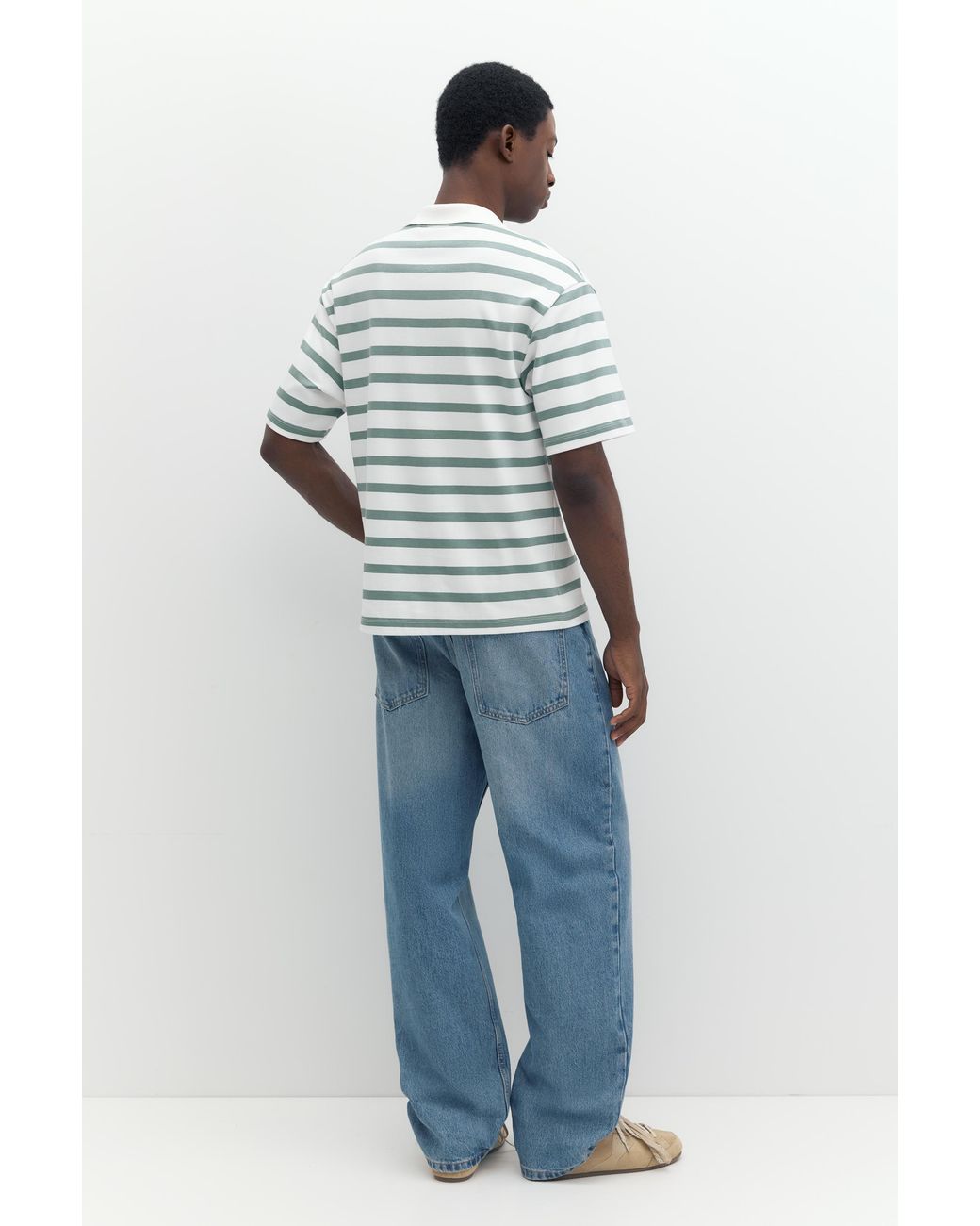Pull&Bear Green Short Sleeve Interlock Polo Shirt for men