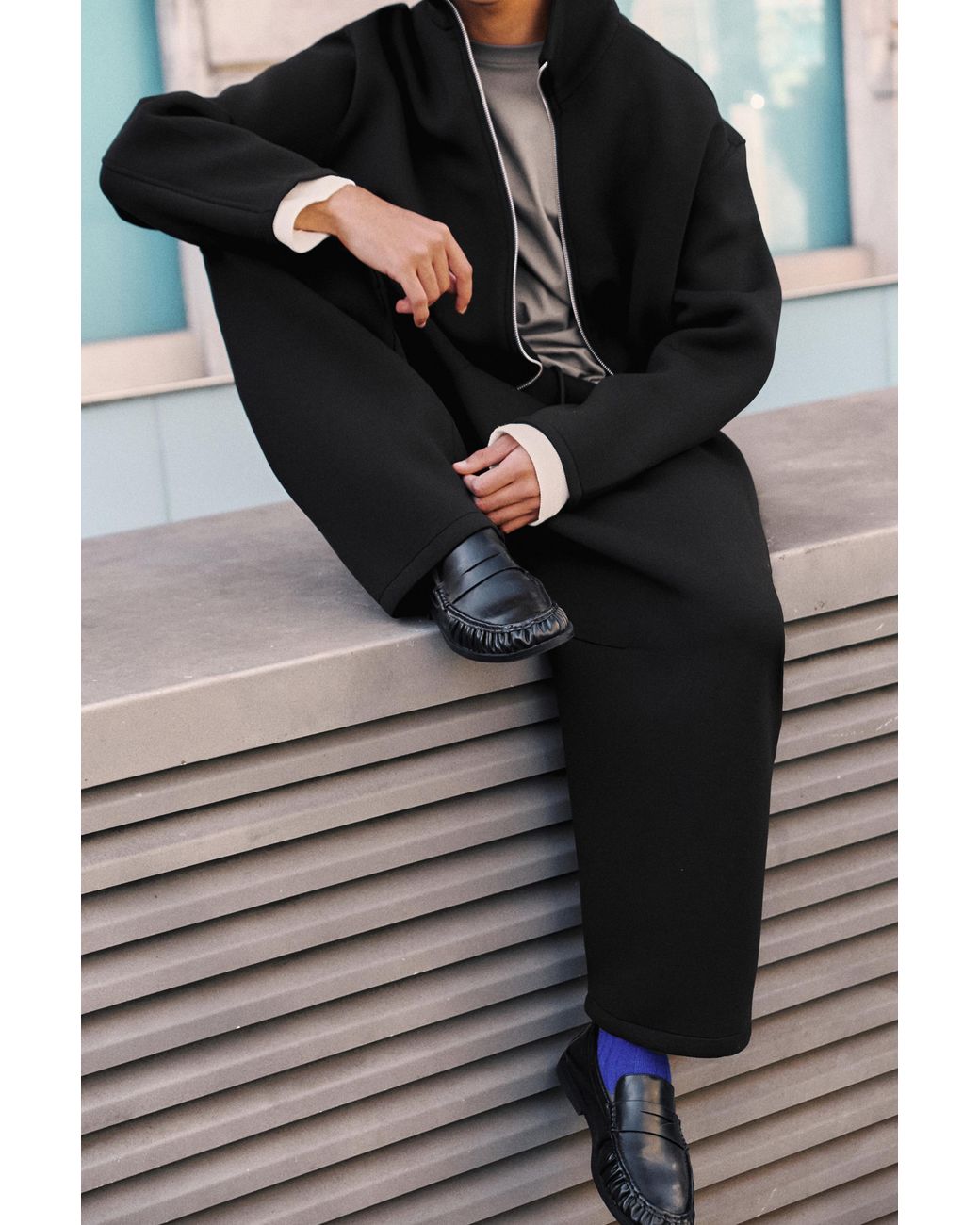 Pull&Bear Blue Suede Pointed Toe Round Toe Loafers for men
