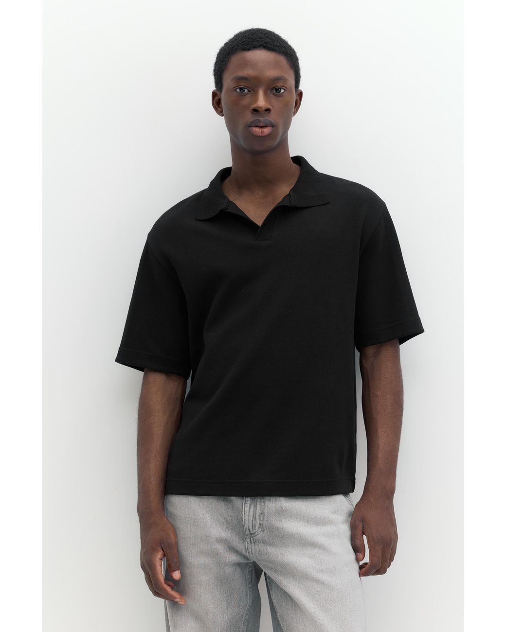 Pull&Bear Interlock Polo Met Korte Mouw in het Blue voor heren
