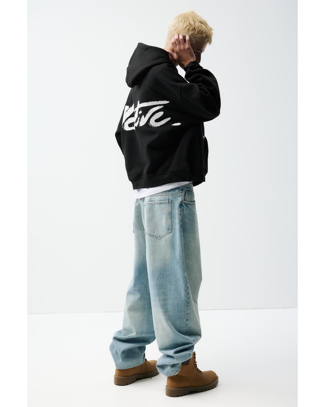 Pull&Bear Black Stwd Hoodie for men