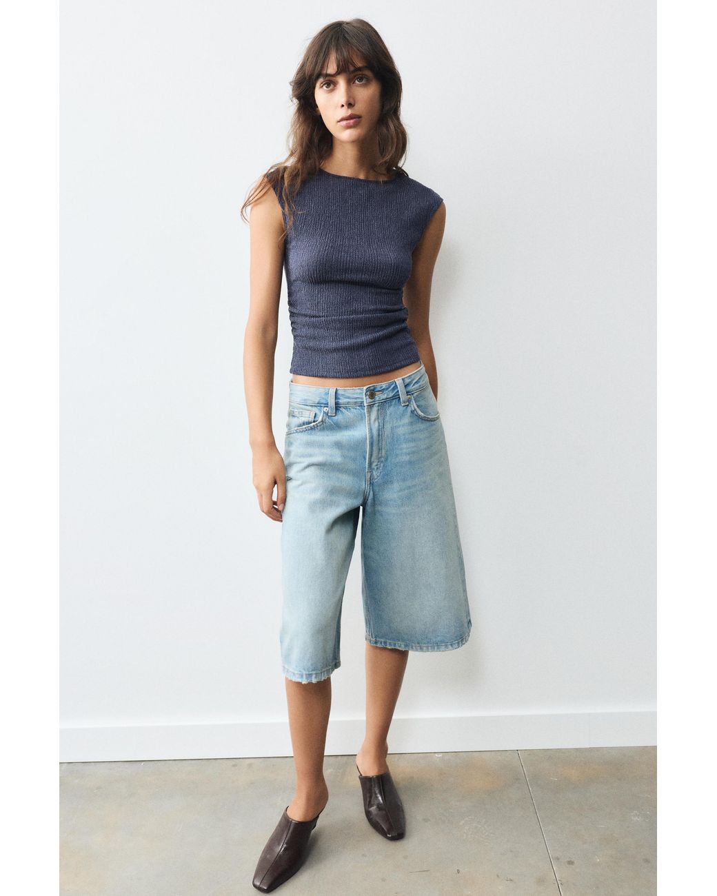 Pull&Bear Blue Crepe Top