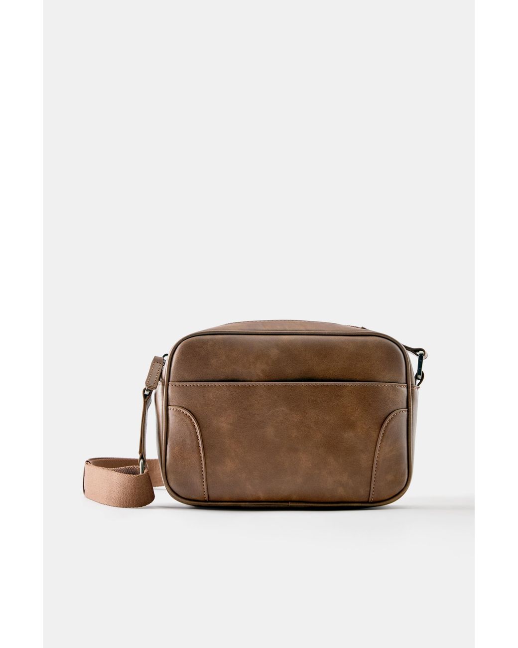 Pull&Bear Brown Distressed Crossbody Bag for men