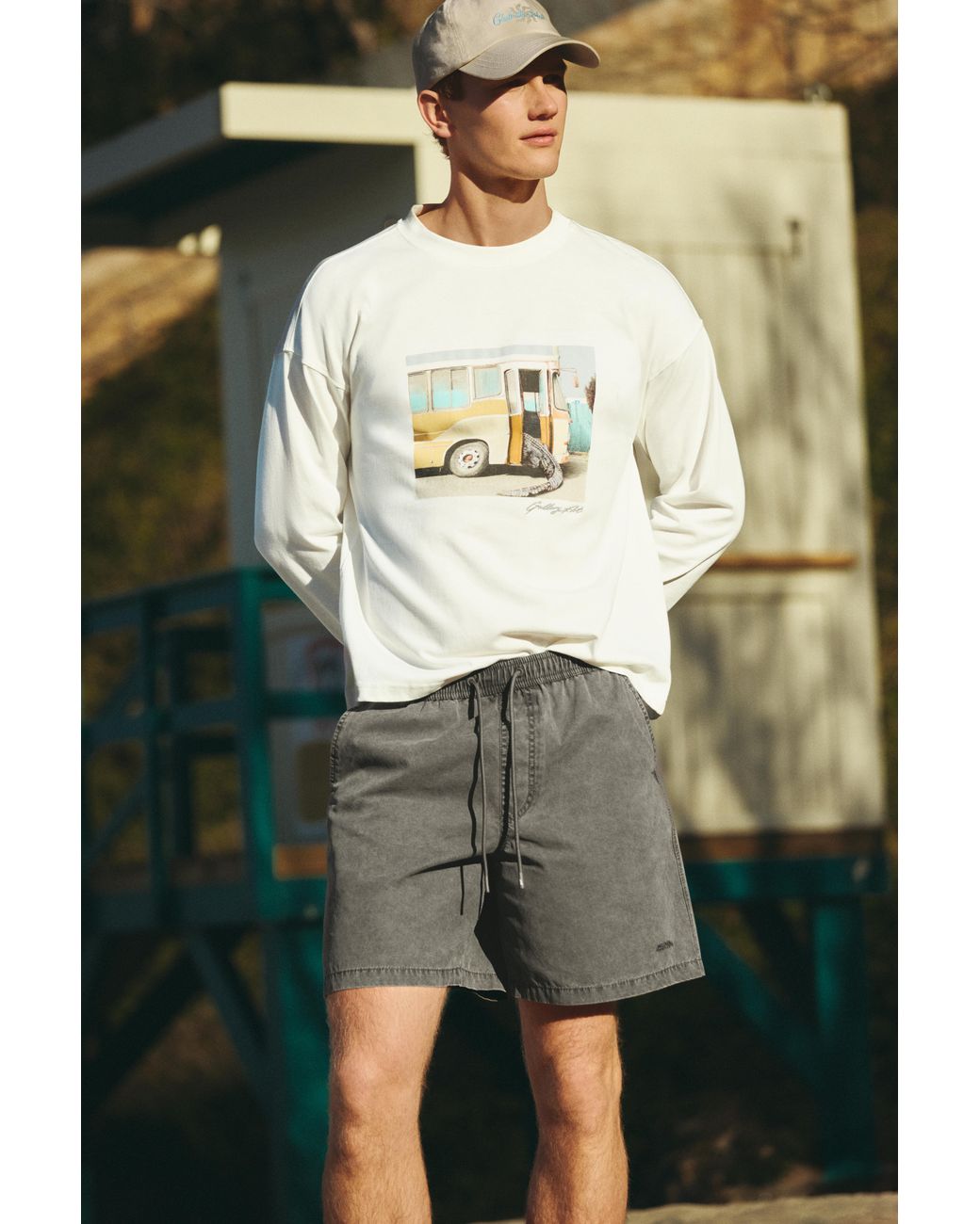 Pull&Bear Green Stwd Board Shorts for men