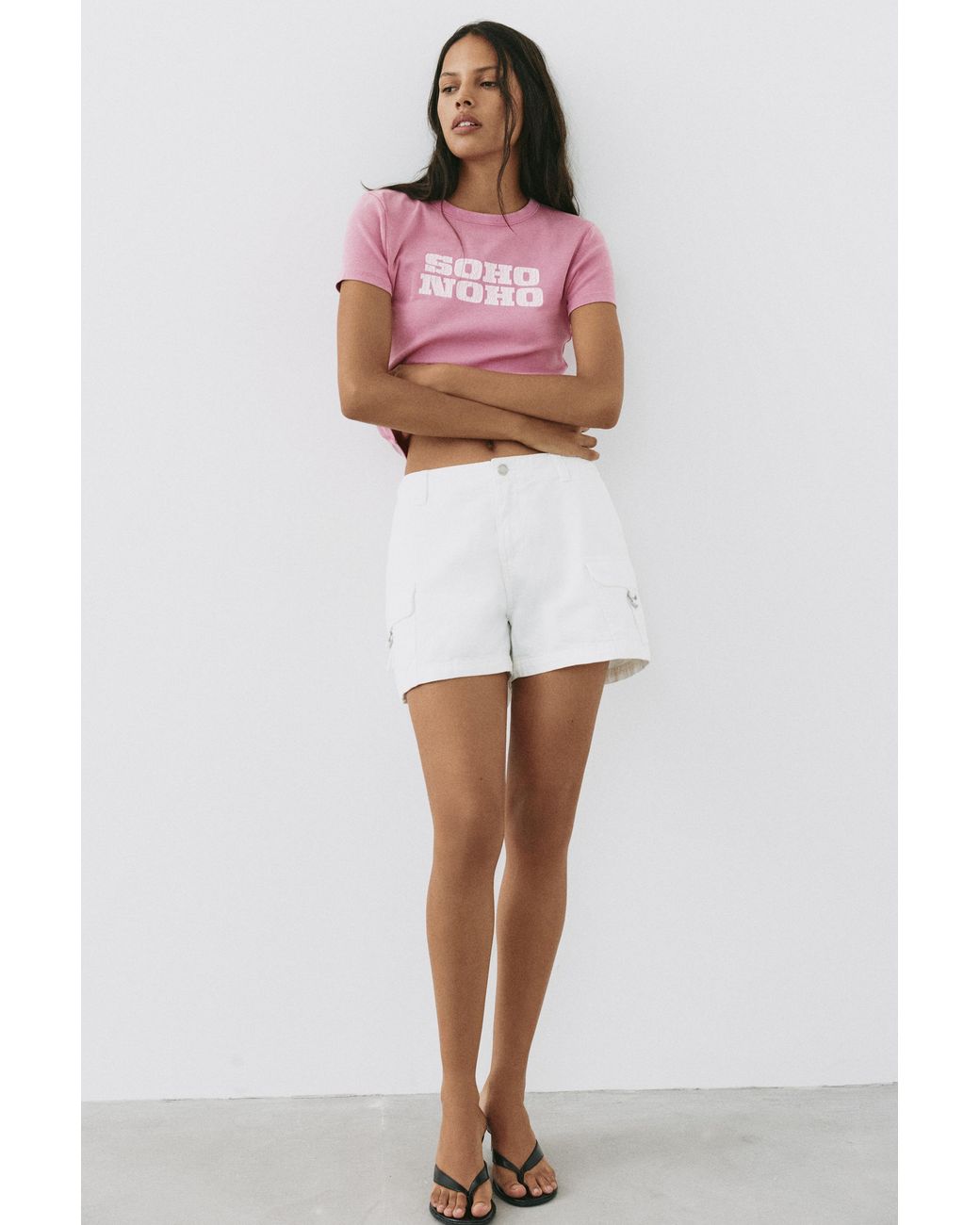 Pull&Bear Pink Crackled Text Graphic T-Shirt