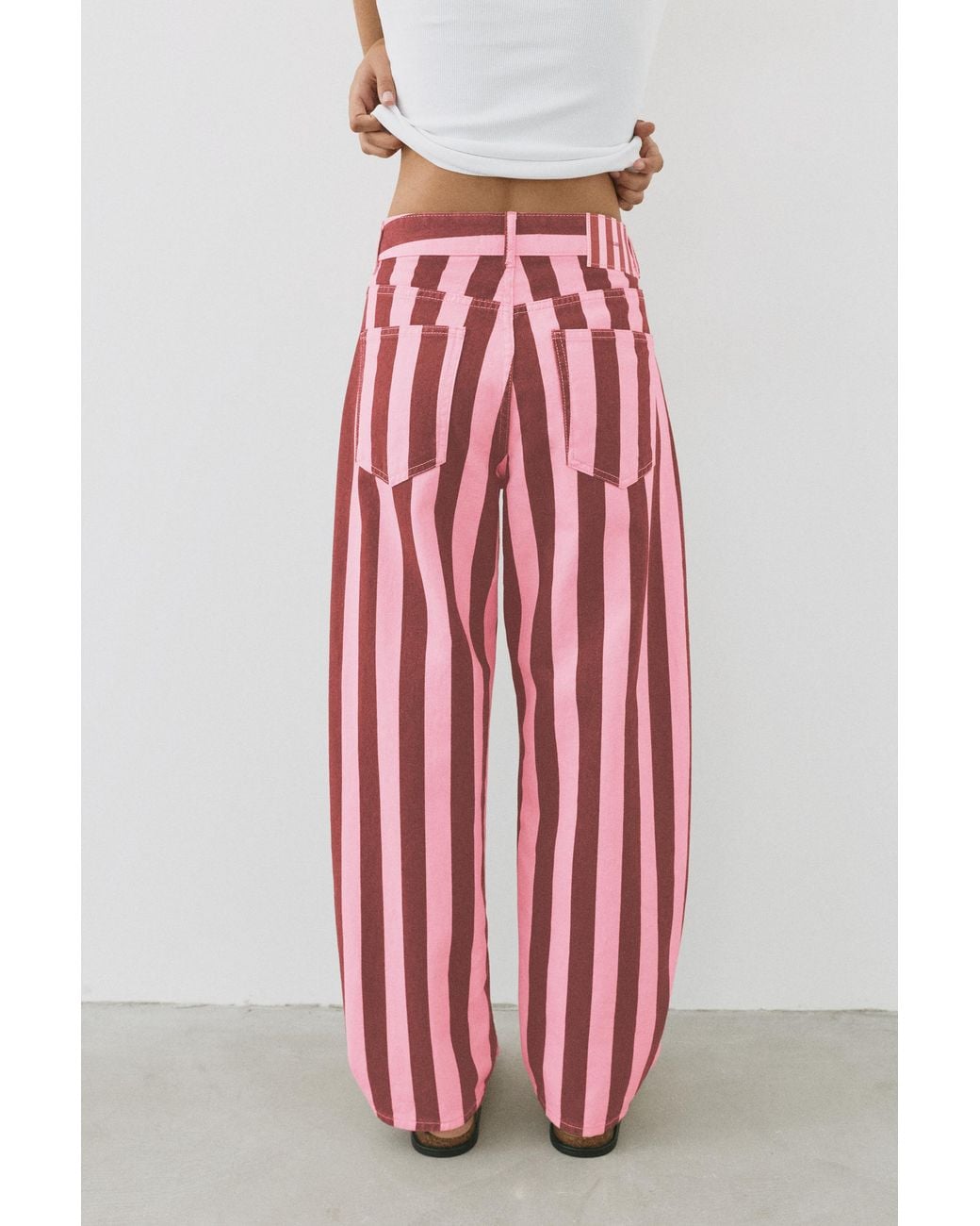 Jean Barrel À Rayures Pull&Bear en coloris Red