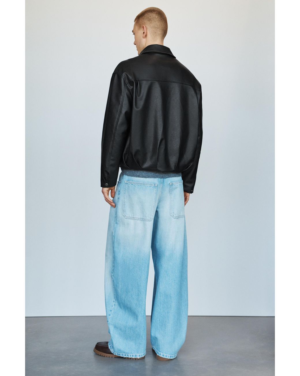 Pull&Bear Black Leather-Effect Jacket for men