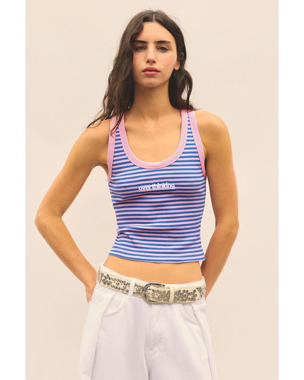 Pull&Bear Blue Striped Tank Top