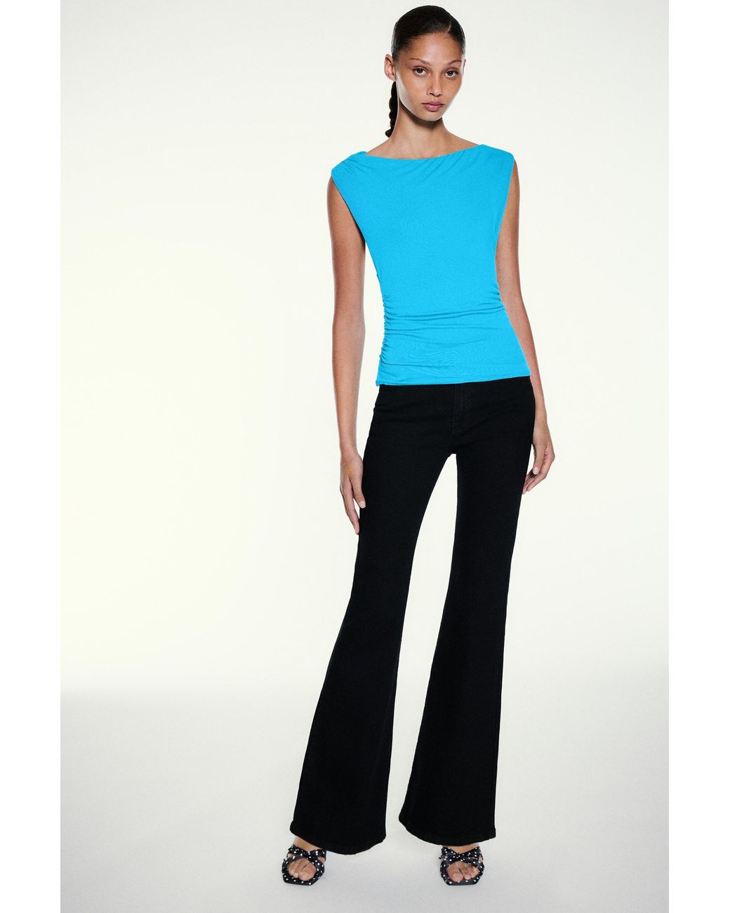 Top Asymétrique Froncé Pull&Bear en coloris Blue