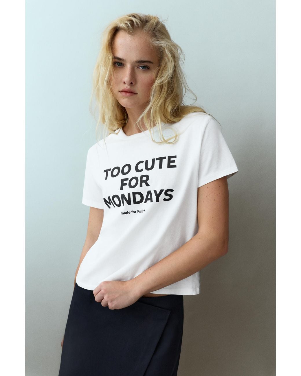 Pull&Bear Gray Graphic Slogan T-Shirt