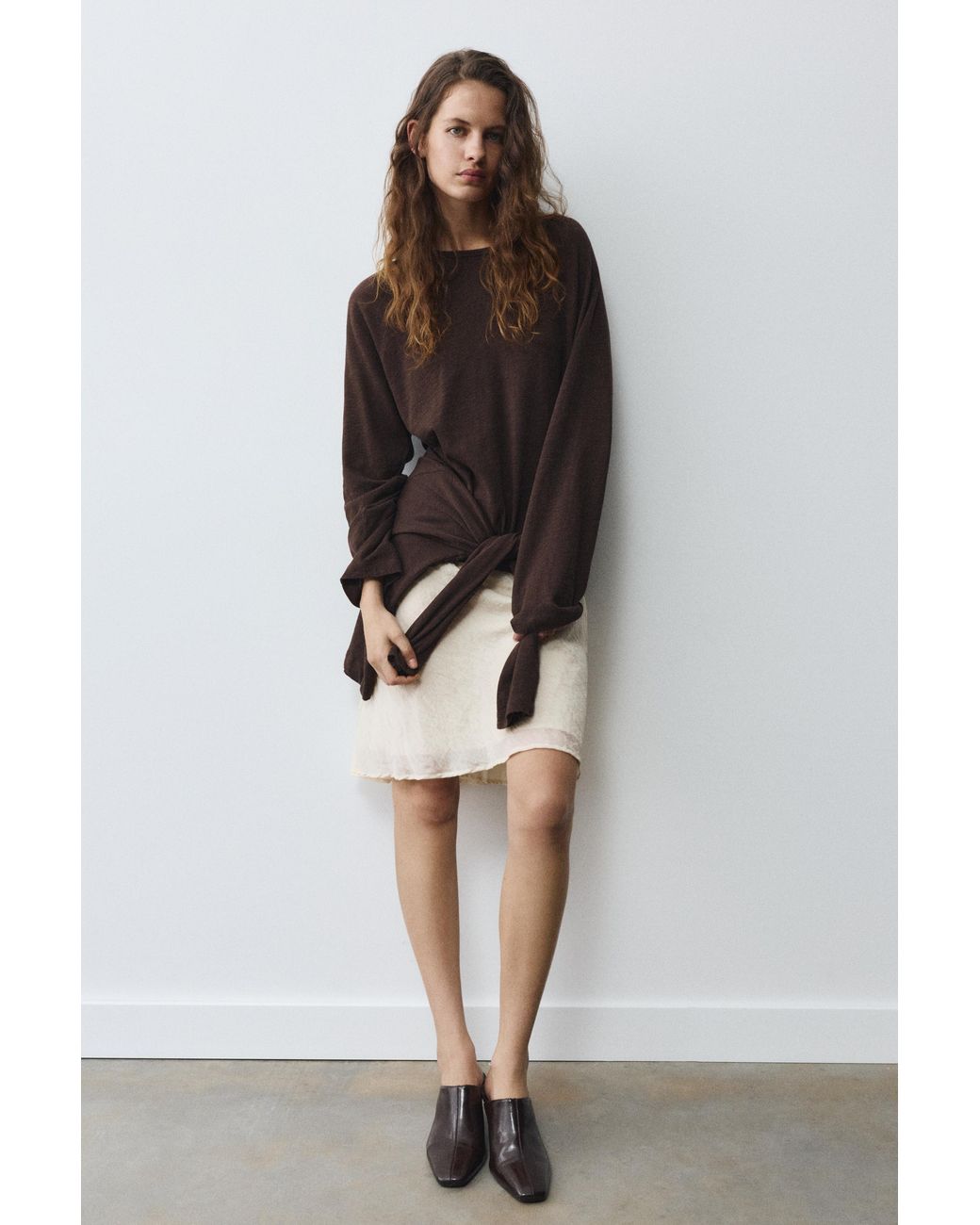 Pull&Bear Brown Long Sleeve Raglan T-Shirt