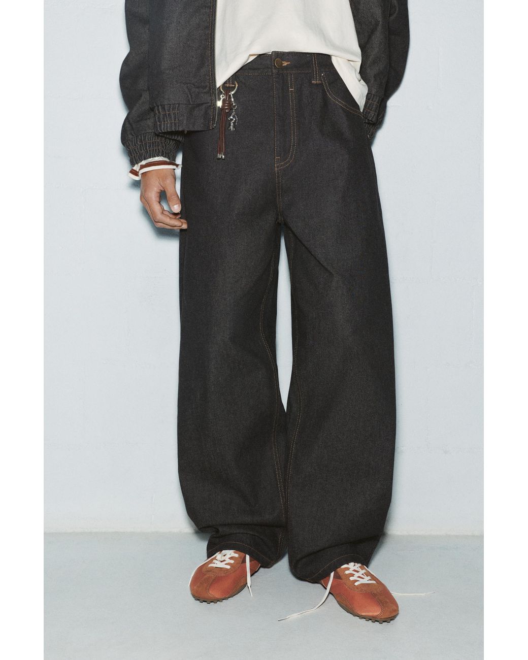 Pull&Bear Blue Baggy Relaxed Jeans for men