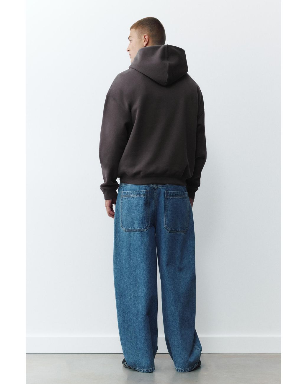 Pull&Bear Black Boxy Fit Hoodie for men