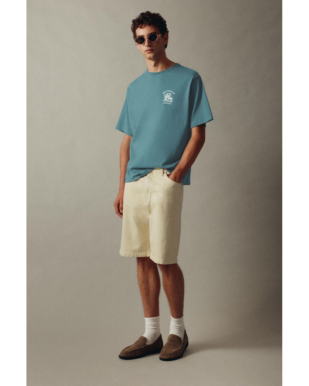 Pull&Bear Yellow Baggy Denim Bermuda Shorts for men