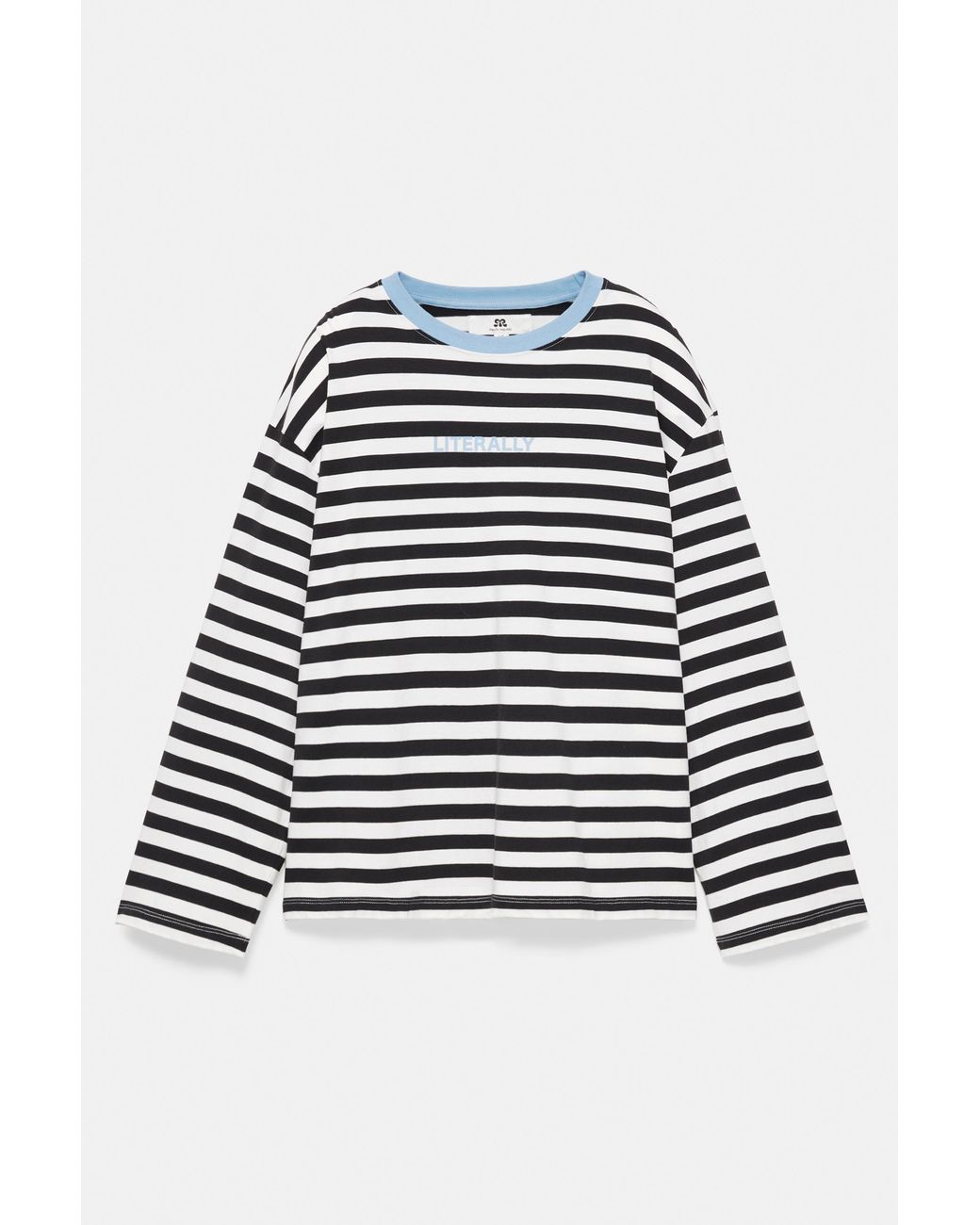 Pull&Bear Gray Striped Long Sleeve T-Shirt