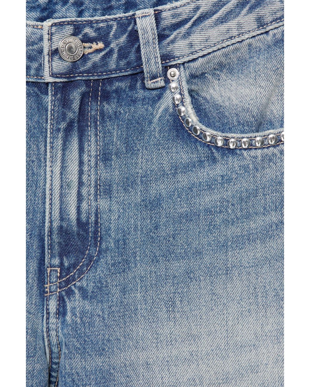 Pull&Bear Straight Jeans Met Studs in het Blue