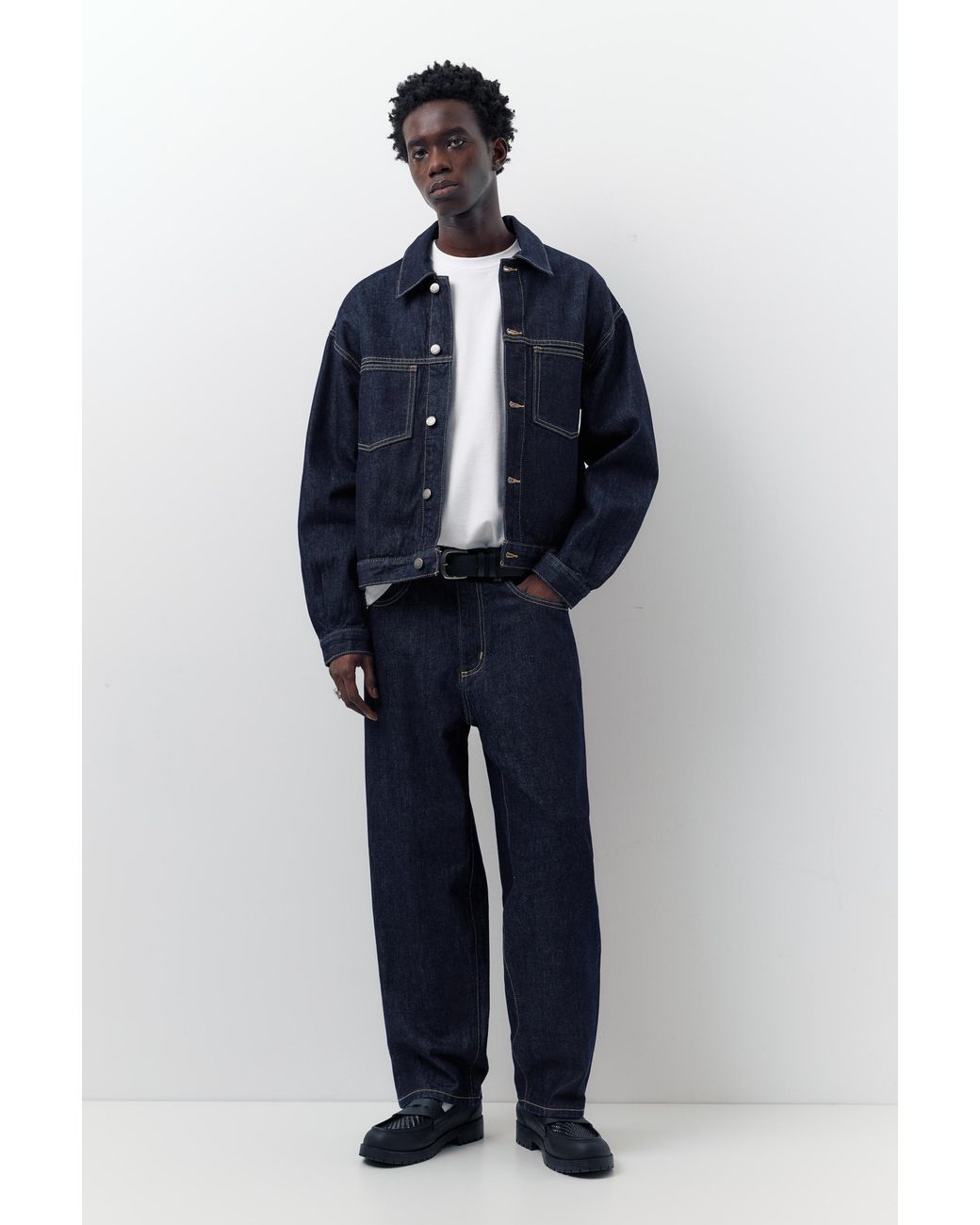 Pull&Bear Blue Baggy Jeans for men