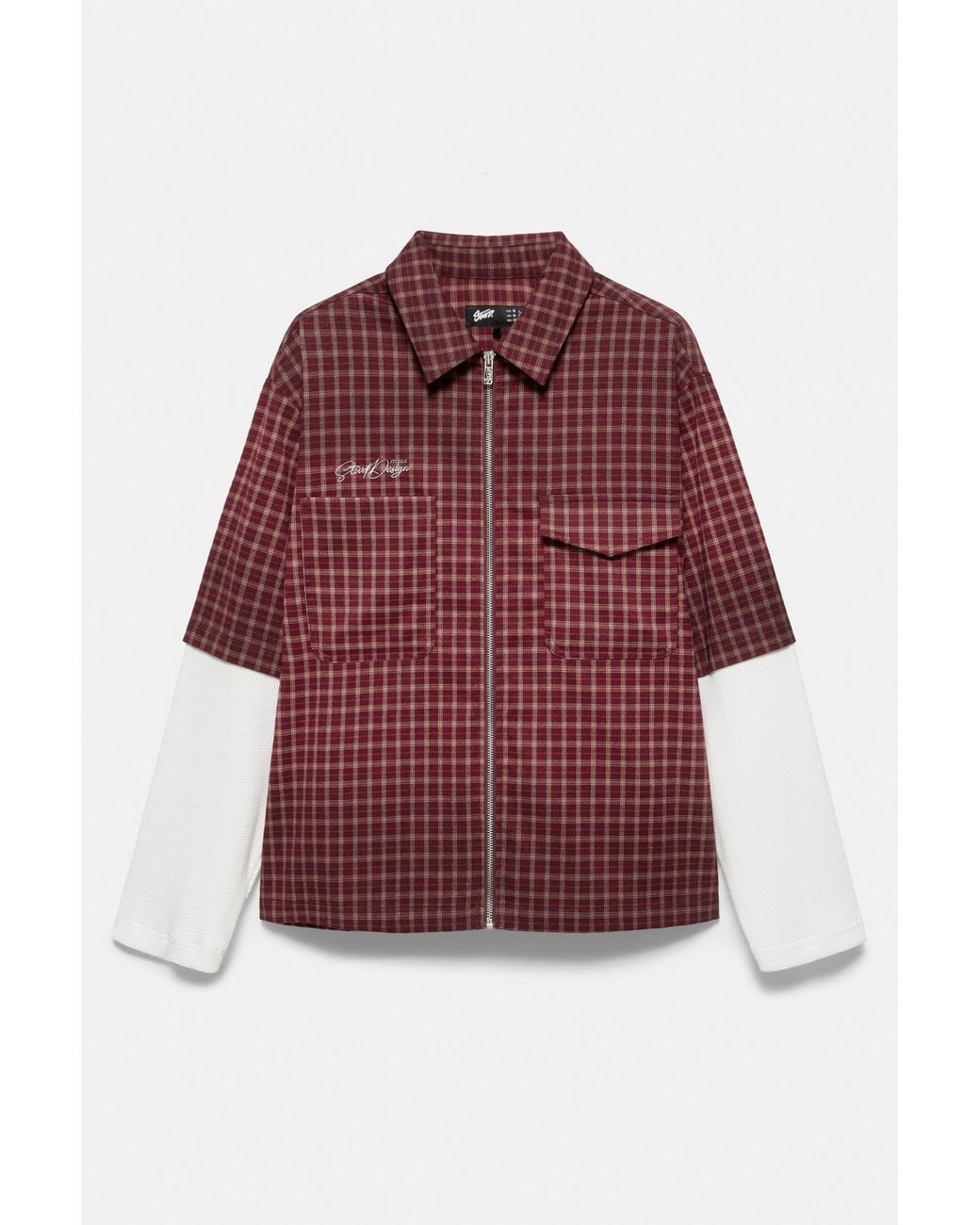 Camicia Doppia Manica Waffle di Pull&Bear in Red da Uomo