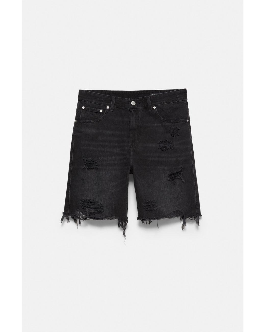 Pull&Bear Gray Straight-Leg Denim Bermuda Shorts for men