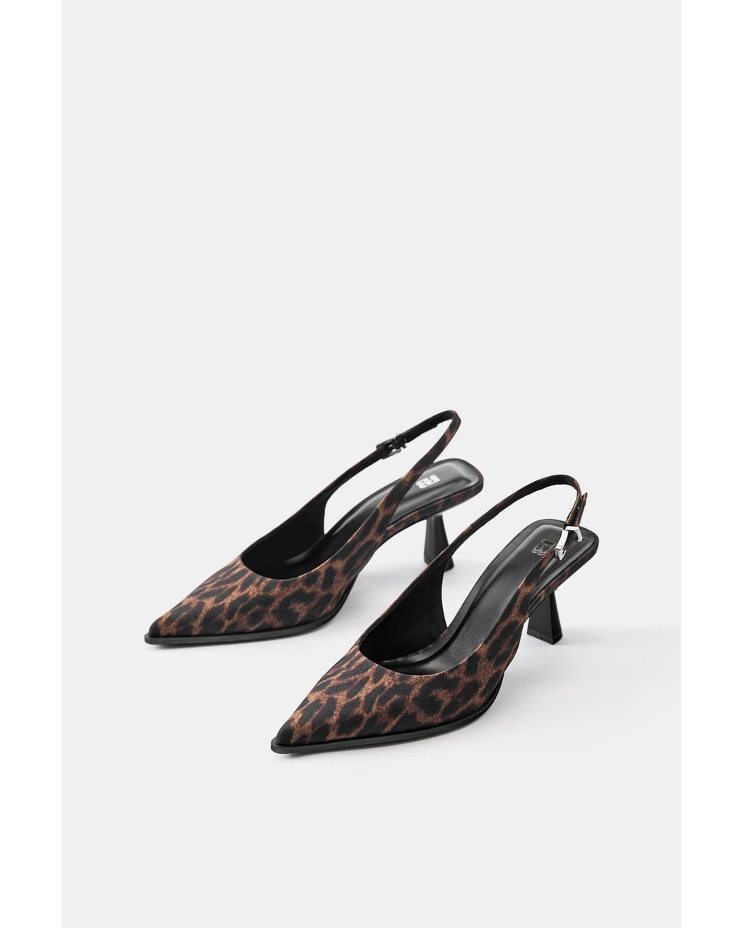 Pull&Bear White Print Slingback Heels