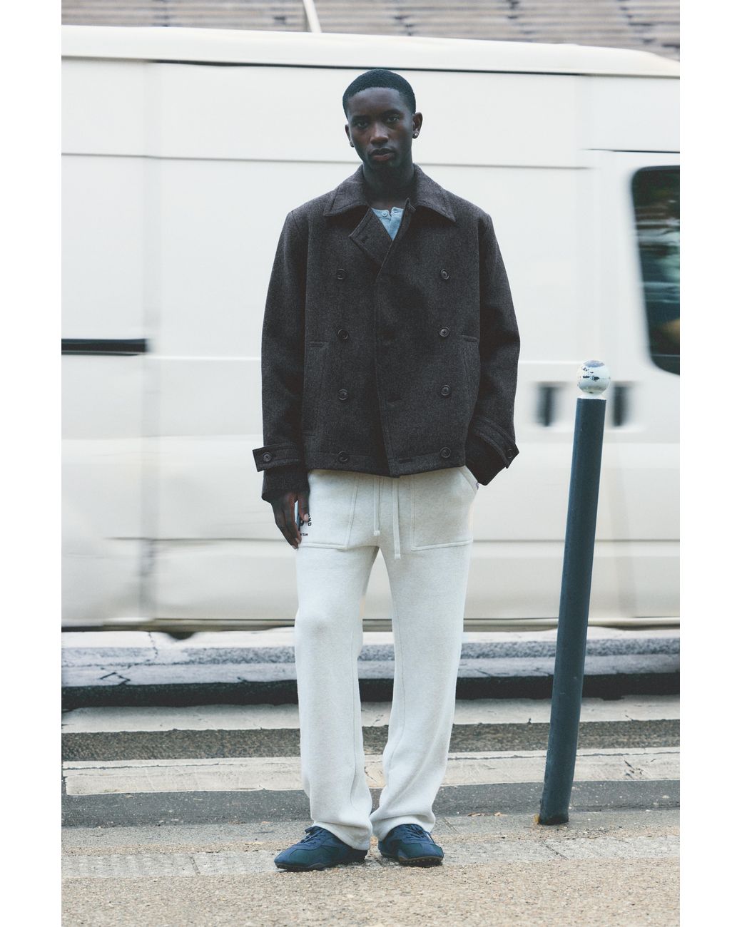 Pull&Bear Blue Short Felt Texture Coat for men