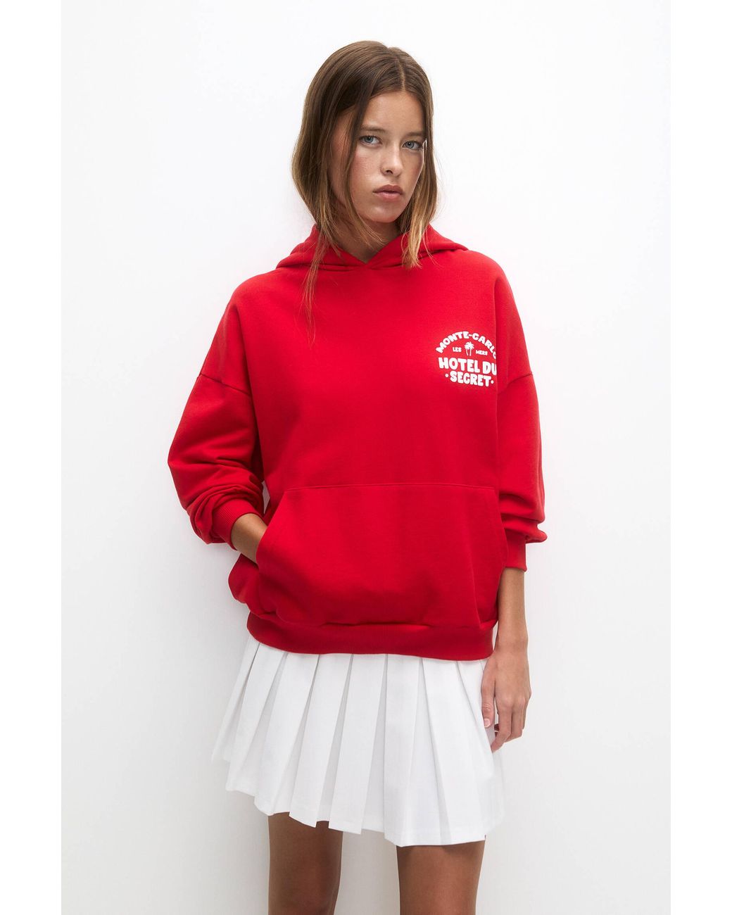 Pull Bear Hoodie in Red Lyst UK