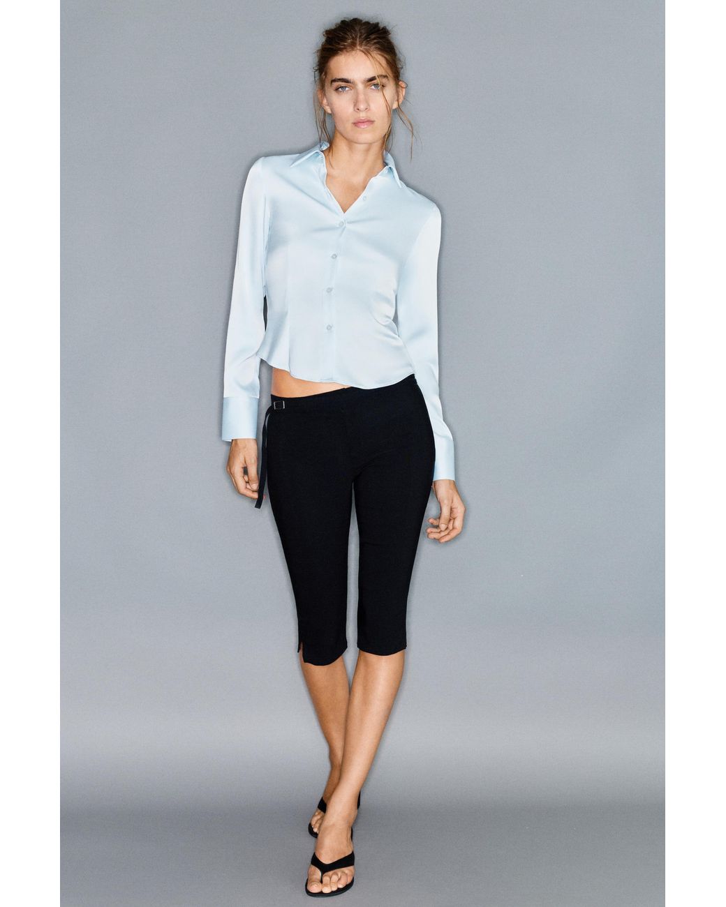 Pull&Bear Blue Fitted Satin Shirt