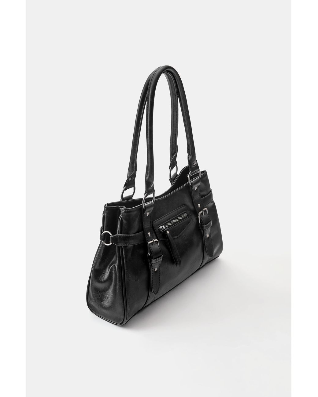 Pull&Bear Blue Shopper Bag With Buckles