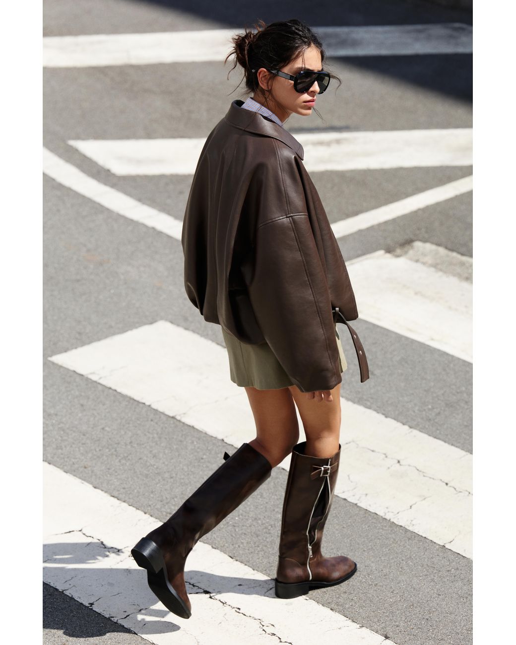 Pull&Bear Brown Decorative Zip Knee-High Boots