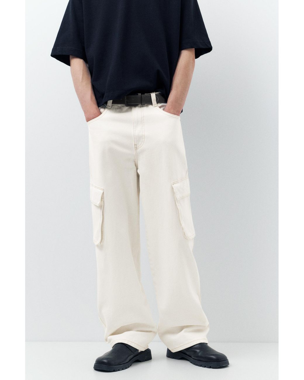 Pull&Bear Baggy Cargo Jeans in het Black voor heren