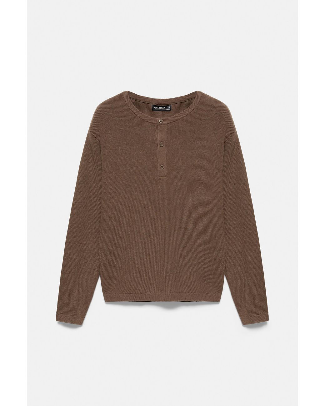 Pull&Bear Brown Henley Collar Jumper for men