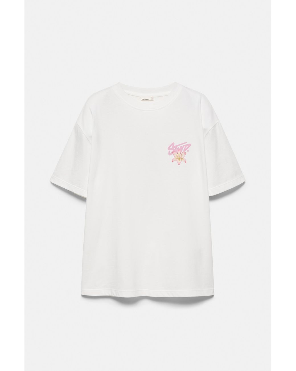 Pull&Bear White Floral T-Shirt