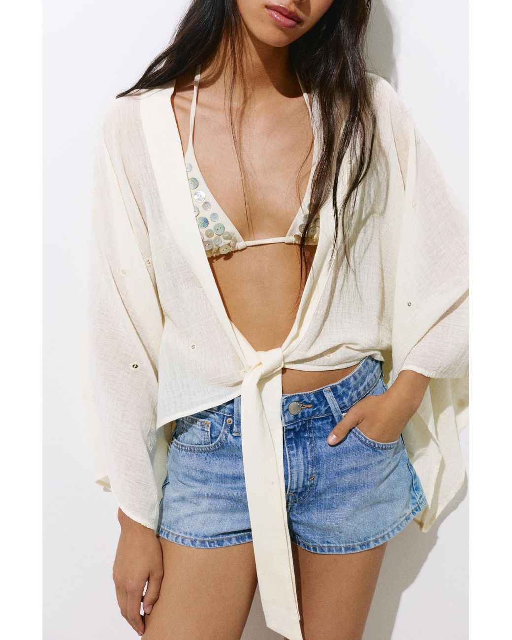 Pull&Bear Kimono Met Spiegels in het Black