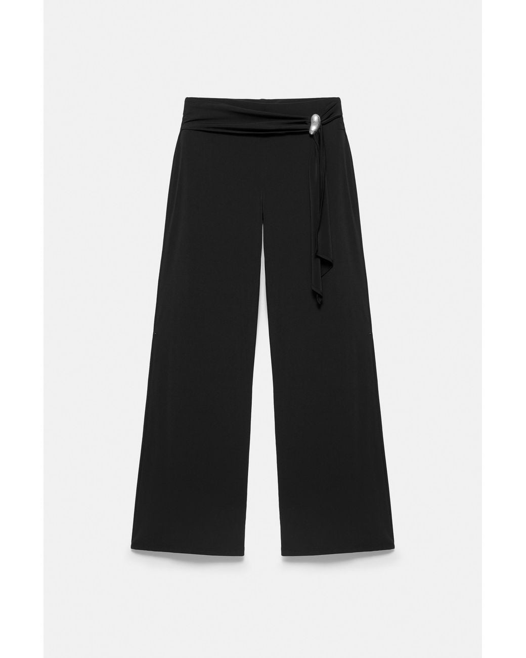 Pull&Bear Black Trousers With Waist Appliqué