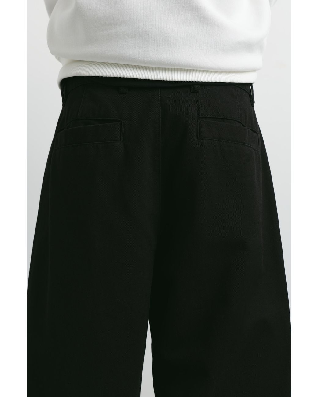 Pull&Bear Black Baggy Darted Chinos for men