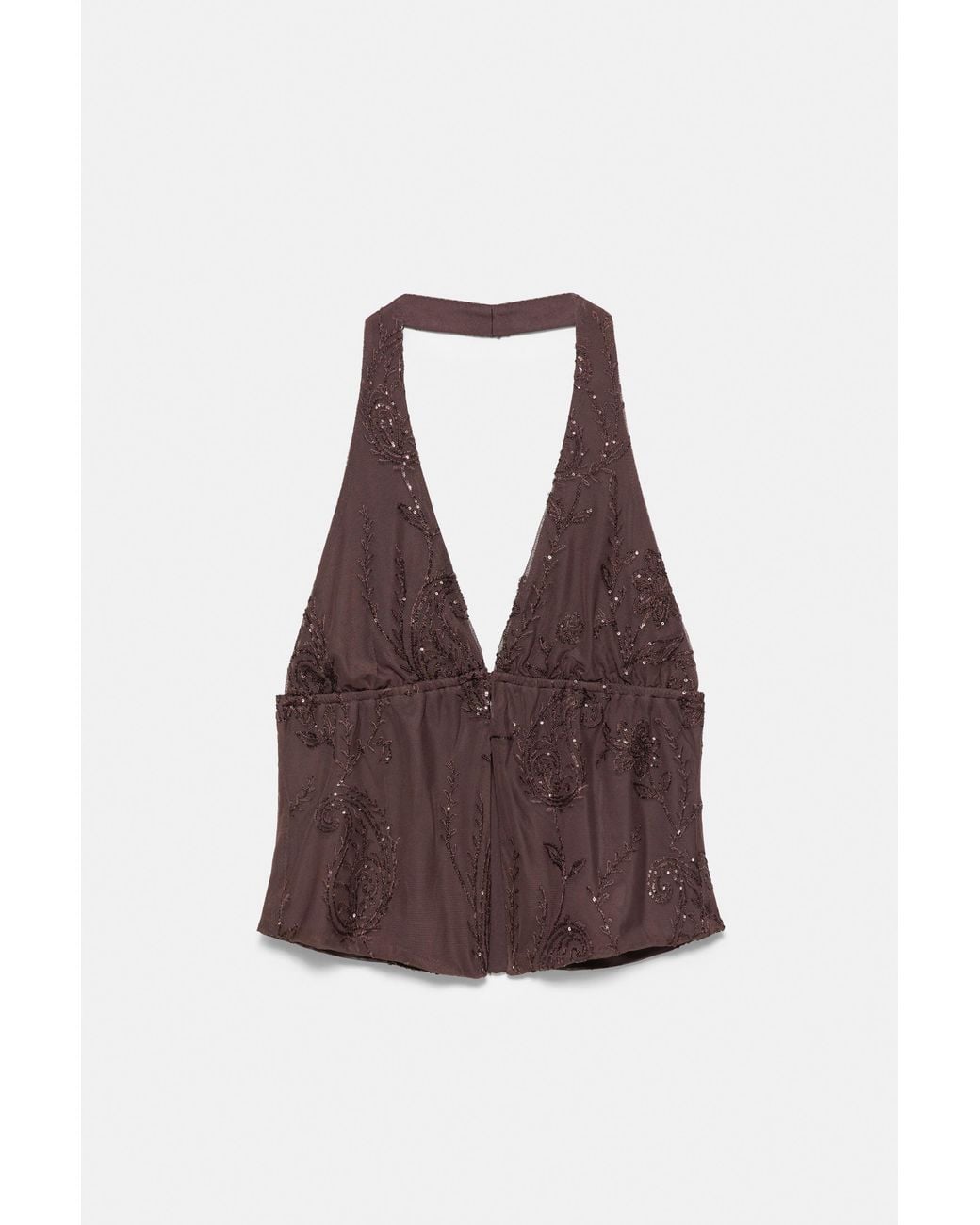 Top Halter Paillette di Pull&Bear in Brown
