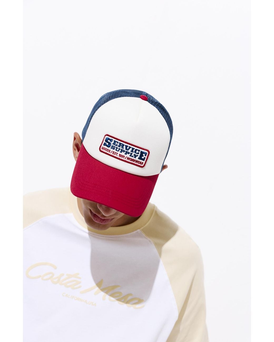 Cappello Trucker Service Supply di Pull&Bear in Red da Uomo