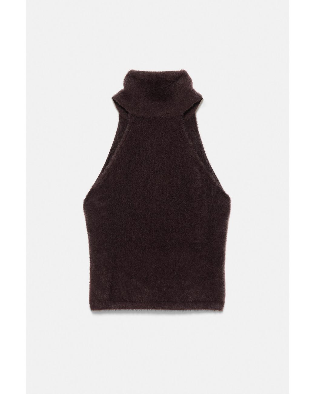 Pull&Bear Black Faux Fur Halter Top