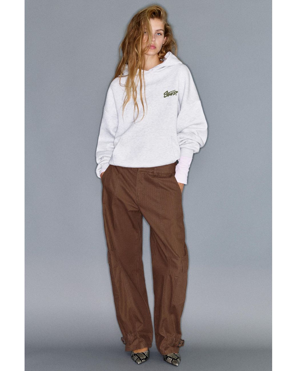 Pull&Bear White Stwd 91 Hoodie