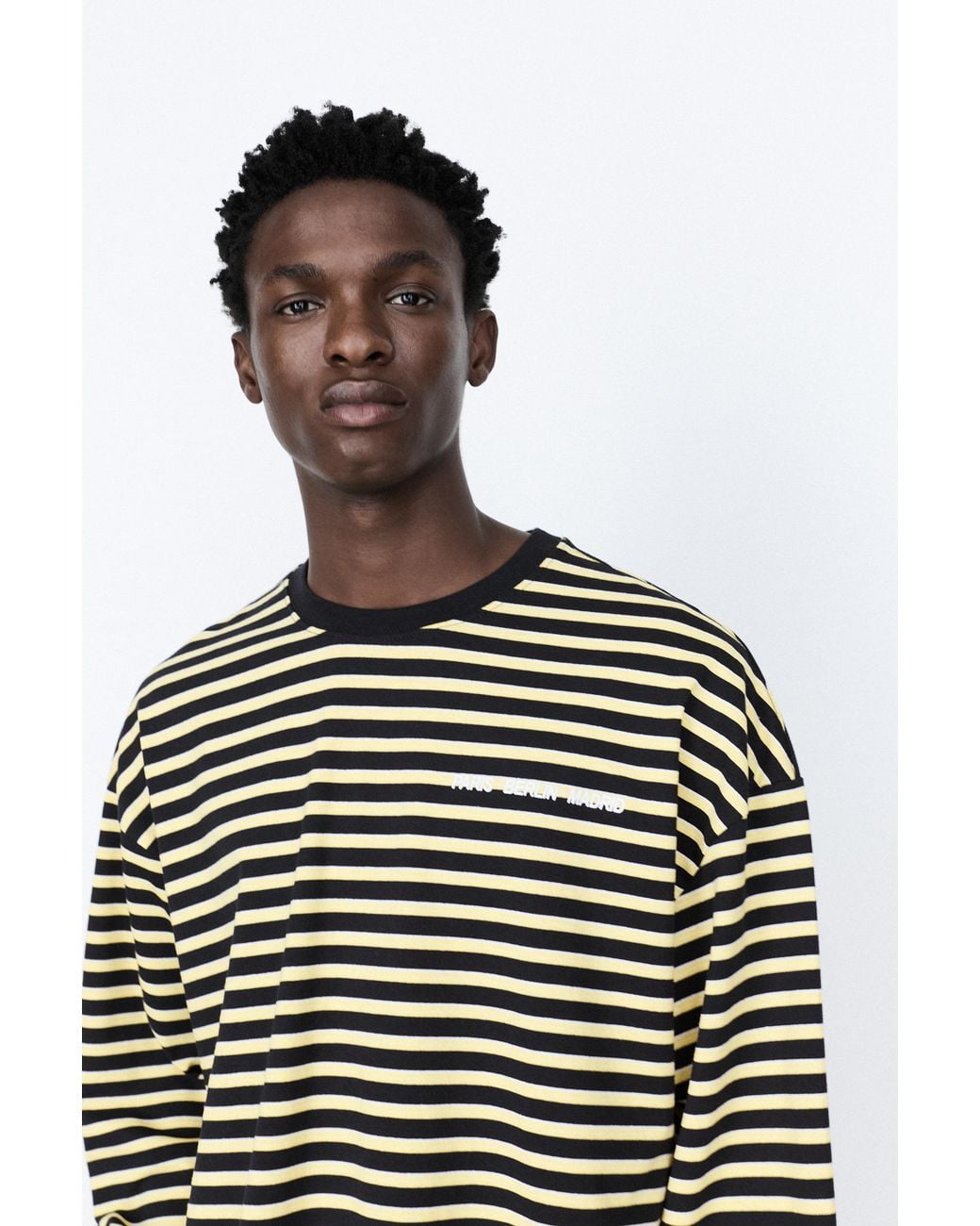 Pull&Bear Gray Striped Text T-Shirt for men
