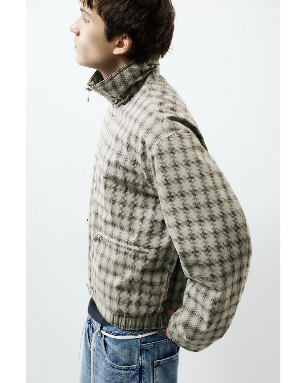 Pull&Bear Gray Check Jacket for men