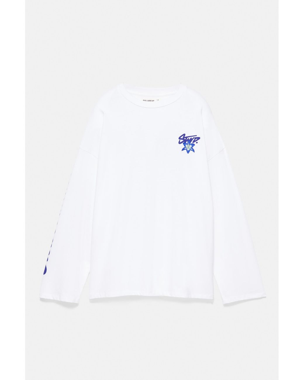Pull&Bear Blue Stwd Flower Graphic T-Shirt