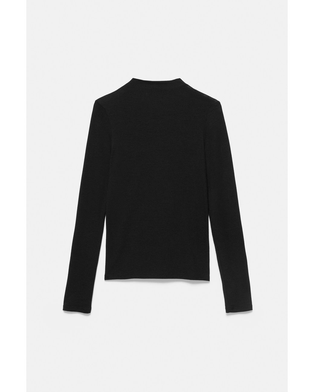 Pull&Bear Black Basic-T-Shirt Mit Stehkragen
