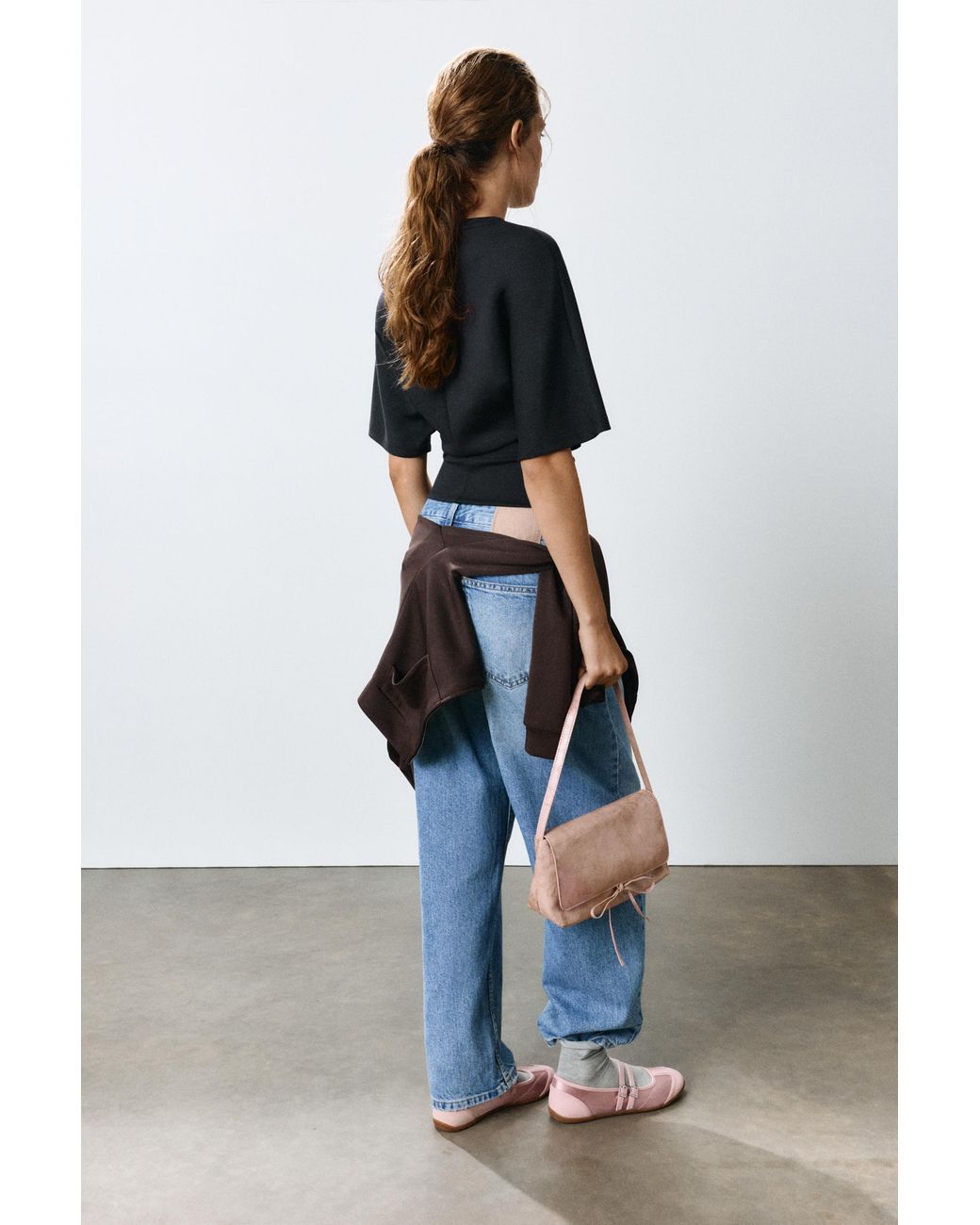 Pull&Bear Black Modal Batwing Sleeve T-Shirt