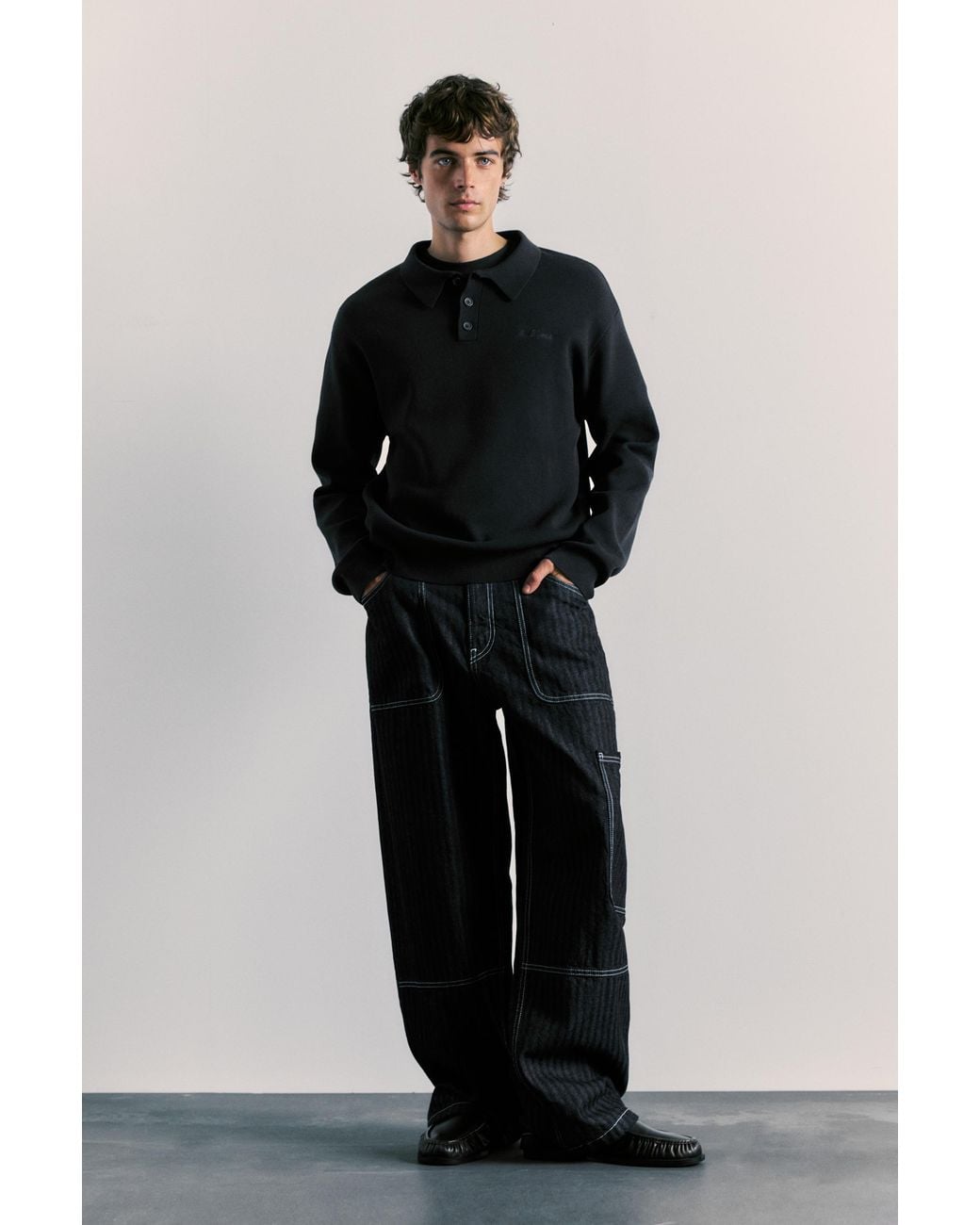 Polo di Pull&Bear in Black da Uomo